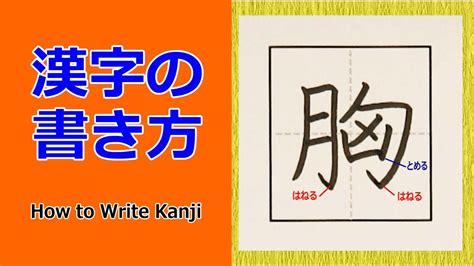 胸 書き方|「胸」漢字の書き方☆How to Write Kanji/小6/漢検5級/JLPT N2/ .